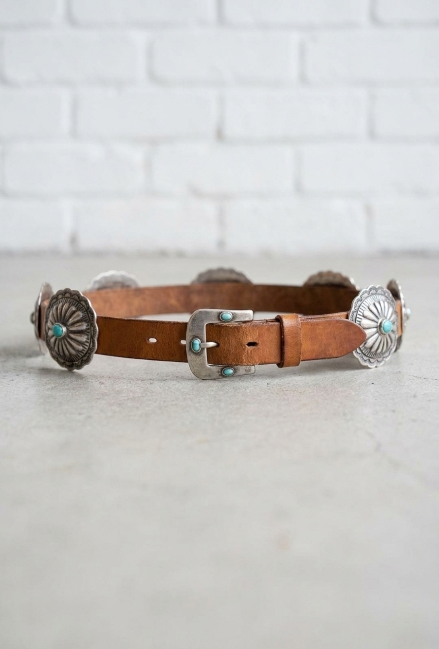 NEW JOHNNY WAS women's petalo italian leather conch belt in cuoio